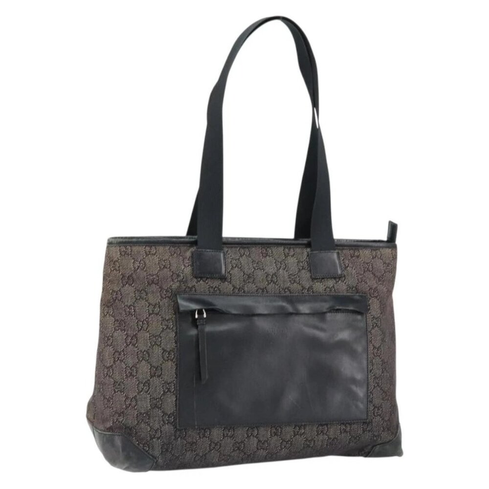 GUCCI GG Canvas Shoulder Bag Black Silver 34339 Auth 148680